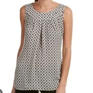 CAbi Black and White Geometric Sleeveless Blouse
